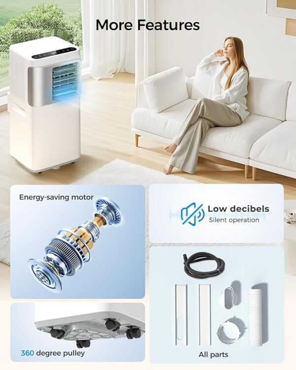 Portable-Air-Conditioners-16,000-Btu - AC Unit 5 in 1 Wifi Smart Air Conditioner with APP, Fan & Dehumidifier, Remote, 24H, Window Kits Included Drainage-free Cooling for Large Room Indoor - Image 4