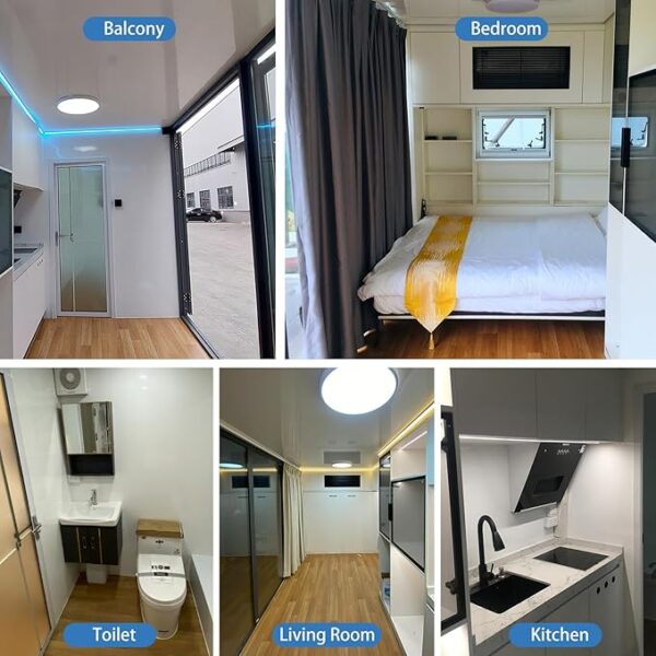 Luxury modern prefab cabin - 19ft mobile capsule with bedroom, kitchen and bathroom, storm resistant prefab cabin -15 typhoon and 10 earthquake proof mobile cabin for travel and outdoor living - Image 5