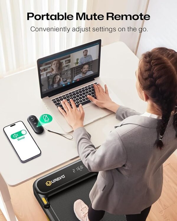 UREVO Smart 2-in-1 Folding Treadmill, Compact Walking Pad with Safety Handle, Plug and Play, Dual LED Display, Workout APP, Walking or Running for Home Office, Remote Included - Image 4