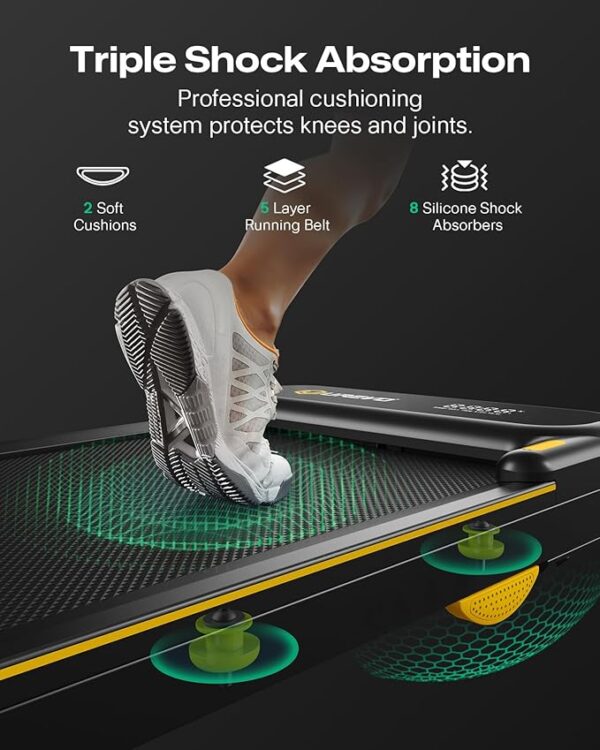 UREVO Smart 2-in-1 Folding Treadmill, Compact Walking Pad with Safety Handle, Plug and Play, Dual LED Display, Workout APP, Walking or Running for Home Office, Remote Included - Image 3