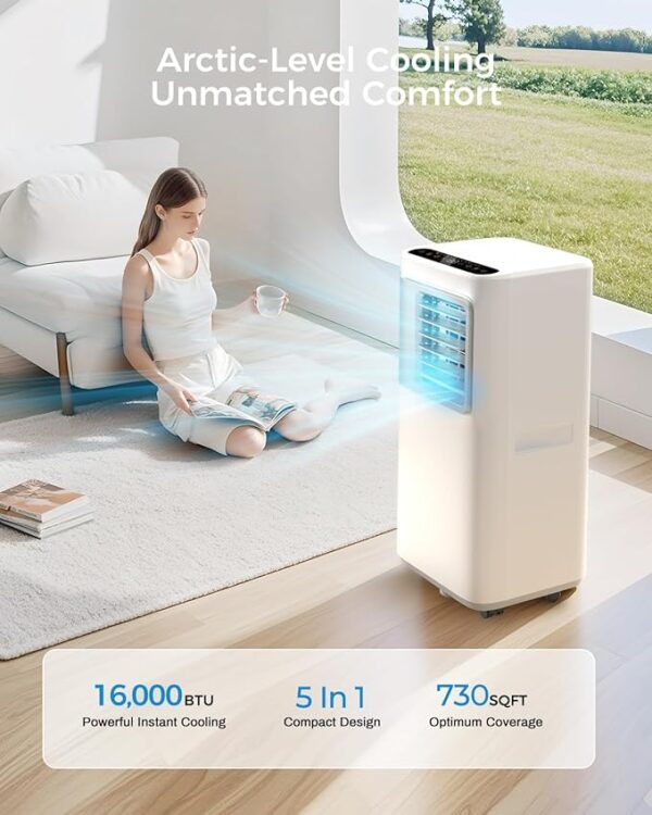Portable-Air-Conditioners-16,000-Btu - AC Unit 5 in 1 Wifi Smart Air Conditioner with APP, Fan & Dehumidifier, Remote, 24H, Window Kits Included Drainage-free Cooling for Large Room Indoor - Image 3