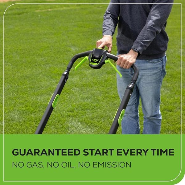 Greenworks 40V 20" Brushless Push Mower, 4.0Ah Battery (Aluminum Handles + Light) - Image 4