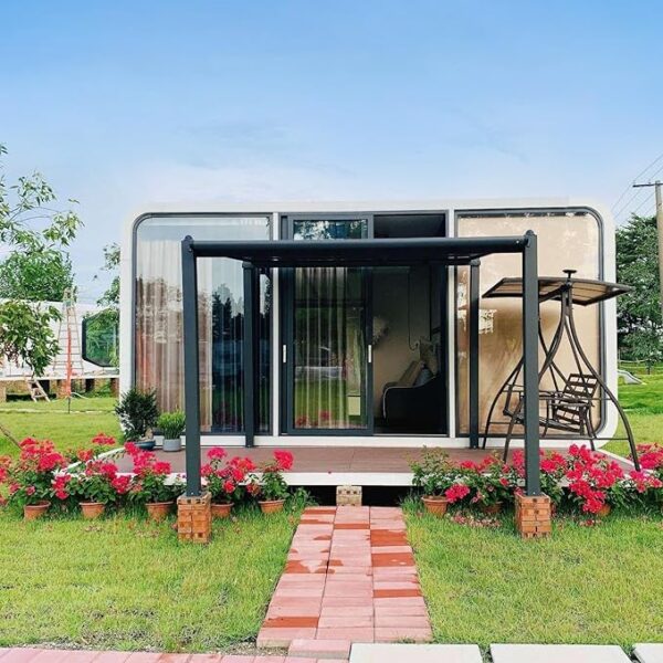 Luxury modern prefab cabin - 19ft mobile capsule with bedroom, kitchen and bathroom, storm resistant prefab cabin -15 typhoon and 10 earthquake proof mobile cabin for travel and outdoor living - Image 3
