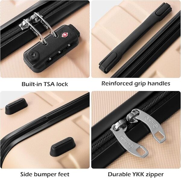 Coolife Luggage 3 Piece Set Suitcase Spinner Hardshell Lightweight TSA Lock - Image 2
