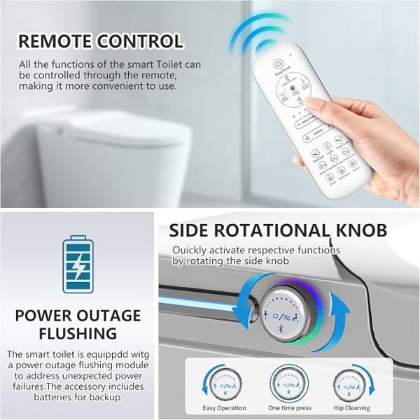 Luxury Smart Toilet with Bidet Built In, Bidet with Heated Seat,Warm Water Sprayer & Dryer, Japanese Toilet with Foot Sensor Operation,LED Display - Image 2