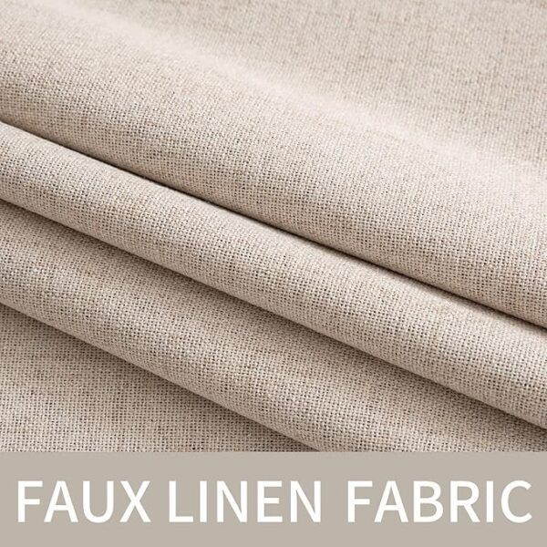 MIULEE 100% Blackout Linen Textured Curtains for Bedroom Solid Thermal Insulated Natural Beige Grommet Room Darkening Curtains & Drapes Luxury Decor for Living Room Nursery 52 x 84 Inch (2 Panels) - Image 3