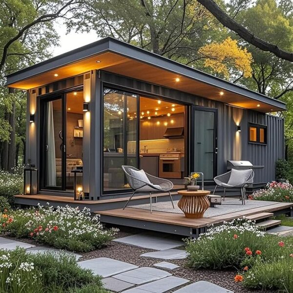 Tiny Houses to Live in for Adults, Luxury Prefab Container Tiny Home - Expandable 20ft/40ft Modern Villa with Bedroom, Bathroom, and Kitchen
