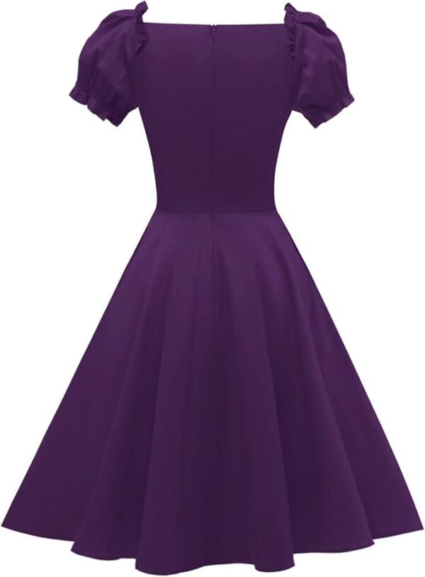 Hanpceirs Women's Puff Short Sleeve 1950s Party Dresses Square Neck Aline Dress with Pockets - Image 4