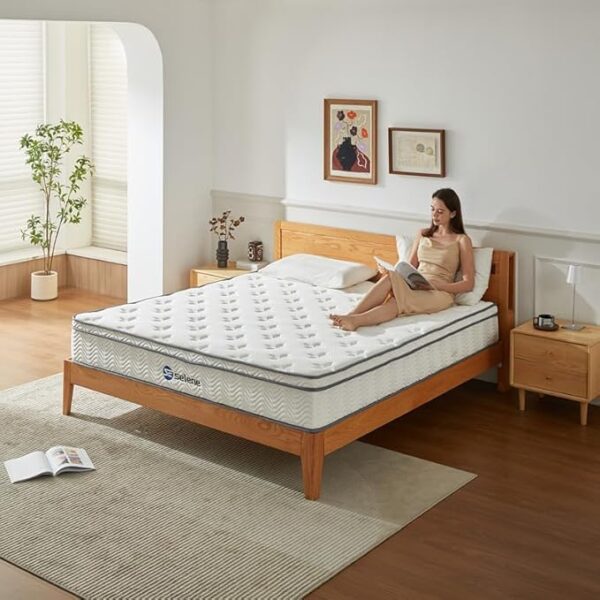 Full Size Mattresses, 10 Inch Mattress Full with Pocket Spring and Memory Foam for Pressure Relief, Motion Isolation, Edge Support, Medium Firm Mattress in a Box, CertiPUR-US, White - Image 7