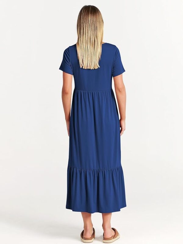 ANRABESS Womens 2025 Summer Casual Maxi Dress A line Tiered Flowy Short Sleeve Crewneck T Shirt Beach Travel Long Dresses - Image 5