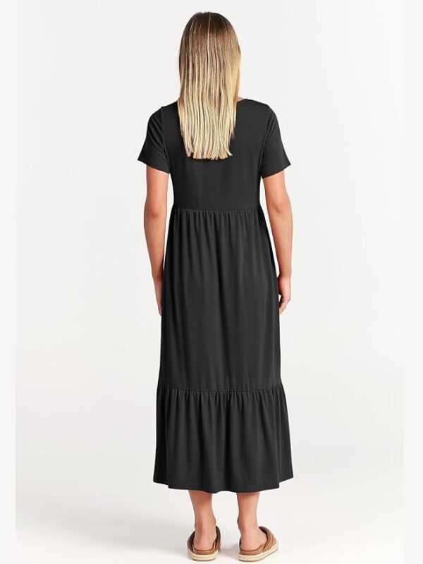 ANRABESS Womens 2025 Summer Casual Maxi Dress A line Tiered Flowy Short Sleeve Crewneck T Shirt Beach Travel Long Dresses - Image 6