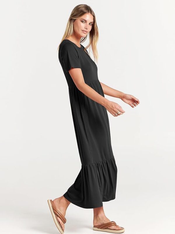ANRABESS Womens 2025 Summer Casual Maxi Dress A line Tiered Flowy Short Sleeve Crewneck T Shirt Beach Travel Long Dresses - Image 5