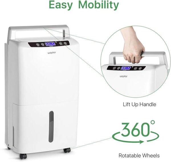 Waykar 2000 Sq. Ft Dehumidifier for Home and Basements, with Auto or Manual Drainage, 0.66 Gallon Water Tank Capacity - Image 4
