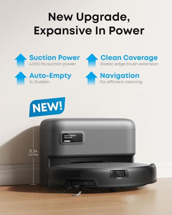 eufy Robot Vacuum C10 with Self Emptying Station, Up to 60 Days Hands Free Cleaning, Edge Expansion Brush, 4000Pa Powerful Suction, 2.85-Inch Slim Shape, Smart Mapping, Lidar Navigation - Image 6
