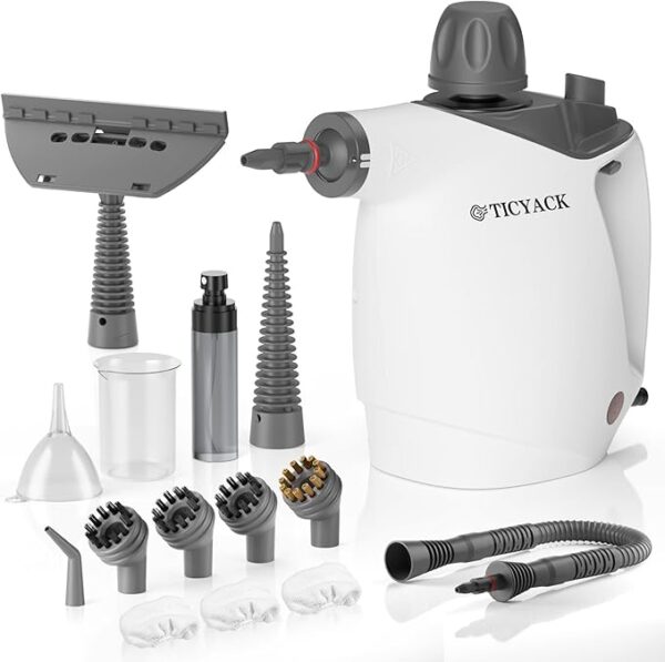 Handheld Steam Cleaner, Steam Cleaner with 16 PCS Accessory & Safety Lock, 500ML Large Capacity Natural Surface Steam for Cleaning, Multipurpose Steam Cleaner for Home, Car, Bathroom, Grease(White)