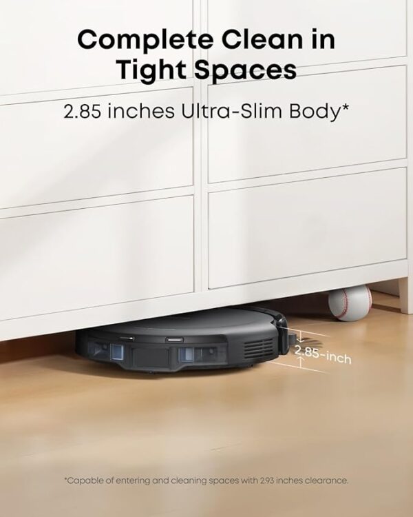eufy Robot Vacuum C10 with Self Emptying Station, Up to 60 Days Hands Free Cleaning, Edge Expansion Brush, 4000Pa Powerful Suction, 2.85-Inch Slim Shape, Smart Mapping, Lidar Navigation - Image 4
