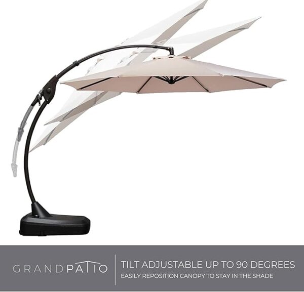 Grand patio 11FT Cantilever Umbrella with Base Outdoor Large Round Aluminum Offset Umbrella for Patio Garden Backyard (Champagne, 11 FT) - Image 5