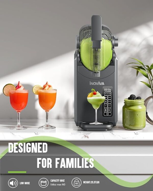 Slushie Machine, No Ice Needed, 68 oz INOVIVA Slushy Machine for Home with Self-Cleaning Function, Professional Frozen Drink Maker, 5 Preset Programs, Frozen Margaritas, Frappés, Milkshake, and More - Image 3