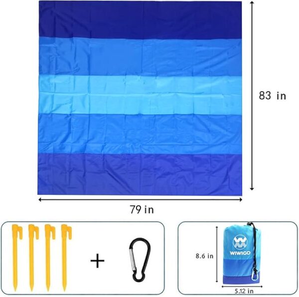 Beach Blanket Waterproof Sandproof Beach Mat 79" X 83"/10'x9'for 2-8 Adults Quick Drying Outdoor Picnic Mat Beach Accessories for Travel, Camping, Hiking - Image 6