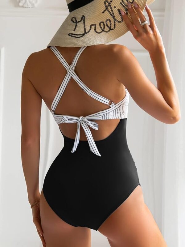 Eomenie Women's One Piece Swimsuits Tummy Control Cutout High Waisted Bathing Suit Wrap Tie Back 1 Piece Swimsuit - Image 2