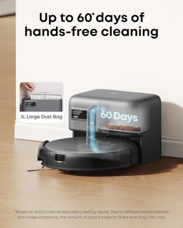 eufy Robot Vacuum C10 with Self Emptying Station, Up to 60 Days Hands Free Cleaning, Edge Expansion Brush, 4000Pa Powerful Suction, 2.85-Inch Slim Shape, Smart Mapping, Lidar Navigation - Image 5