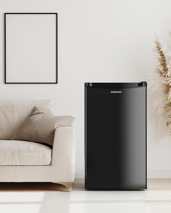 Upstreman 3.2 Cu.Ft Mini Fridge with Freezer, Single Door Mini Fridge, Dorm Fridge, Adjustable Thermostat, Mini Refrigerator for Bedroom, Office, Dorm, Black-BR321 - Image 6