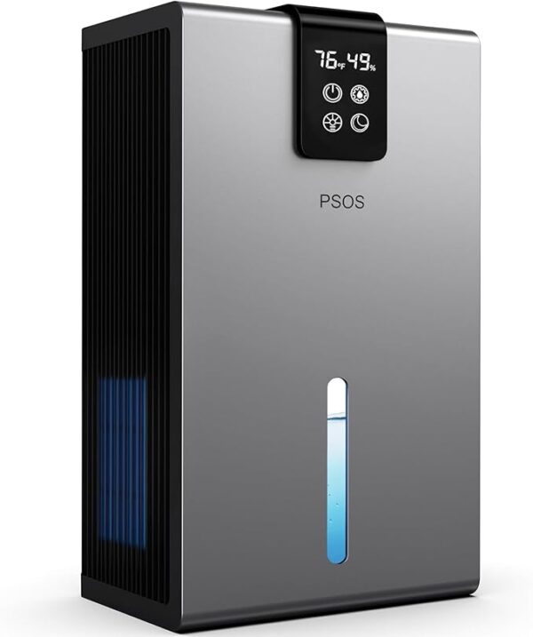 Dehumidifier, Dehumidifier for Home, 98 OZ Water Tank, (1000 sq.ft) Dehumidifiers for Bathroom Bedroom Basement with Auto Shut Off, Digital Display, Relaxing 7 Color Ambient Light (Grey)
