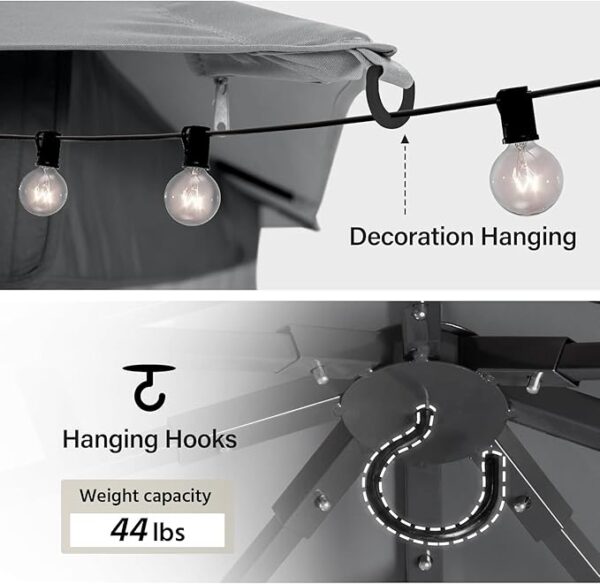 LAUSAINT HOME Outdoor Patio Gazebo 10'x13' with Expansion Bolts, Heavy Duty Party Tent & Shelter with Double Roofs, Mosquito Nettings and Privacy Screens for Backyard, Garden, Lawn, Smoke Grey - Image 2