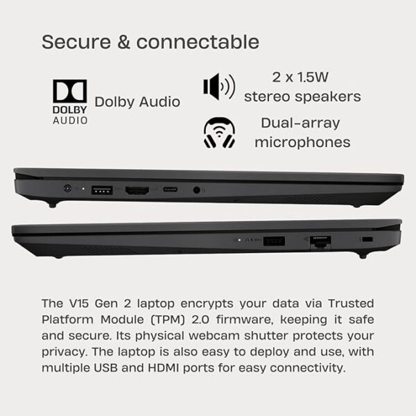 Lenovo 15.6" FHD Laptop Computer for Business and Student, Intel Dual Core Processor, 32GB DDR4 RAM, 1TB PCIe SSD, WiFi 6, BT 5.2, Type-C, HDMI, Numeric Keypad, Black, Windows 11 Pro, Wendbo Cable - Image 3