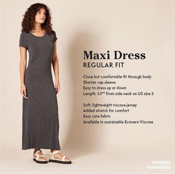 Women Short-Sleeve Maxi Dress, Flowy - Image 2