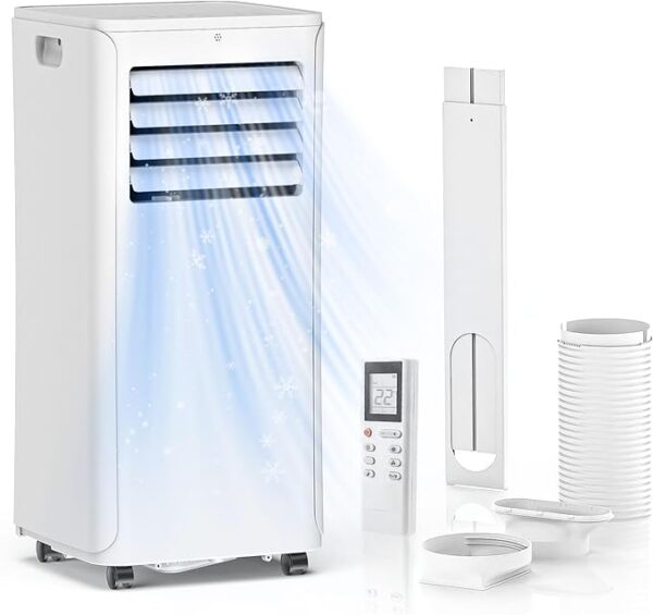 12,000 BTU Portable Air Conditioner - 3-in-1 AC/Dehumidifier/Fan for Rooms Up to 550 Sq.Ft, with 24H Timer, Remote Control & Easy-Install Window Kit, White