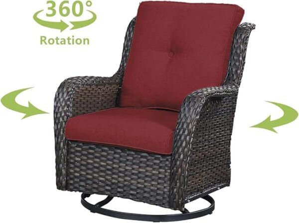 HUMMUH Outdoor Swivel Rocker PE Wicker Patio Chairs Set of 2, Rattan Rocking Chair Furniture Set - Image 2