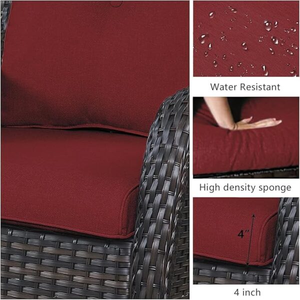 HUMMUH Outdoor Swivel Rocker PE Wicker Patio Chairs Set of 2, Rattan Rocking Chair Furniture Set - Image 3