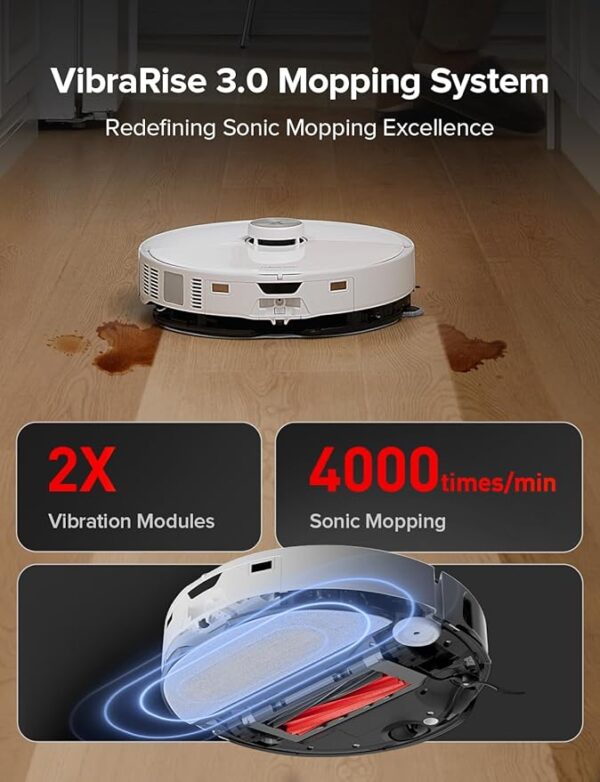 roborock S8 MaxV Ultra Robot Vacuum & Sonic Mop, 10000 Pa Suction, Corner to Edge Deep Cleaning, Hot Air Self-Drying, Auto Empty & Refill, Detergent Dispenser, Obstacle Avoidance,White - Image 3