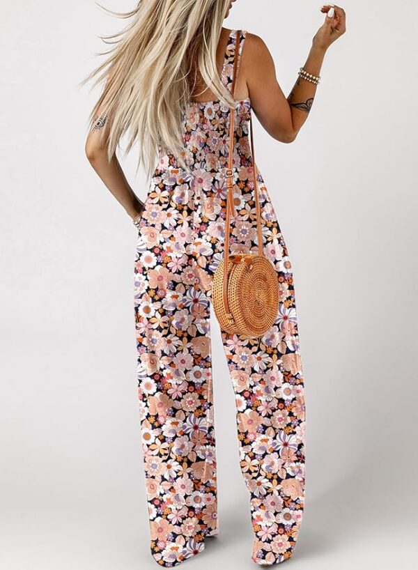 Dokotoo Women's Casual Loose Overalls Jumpsuits One Piece Sleeveless Printed Wide Leg Long Pant Rompers With Pockets - Image 2