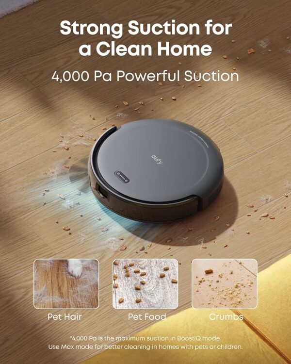 eufy Robot Vacuum C10 with Self Emptying Station, Up to 60 Days Hands Free Cleaning, Edge Expansion Brush, 4000Pa Powerful Suction, 2.85-Inch Slim Shape, Smart Mapping, Lidar Navigation - Image 2