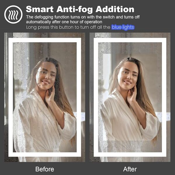 Amorho LED Mirror for Bathroom 24" X30" with Front Light and Backlit, Stepless Dimmable, Shatter-Proof, Memory, 3 Colors, Wall Mount (Horizontal/Vertical) - Image 6