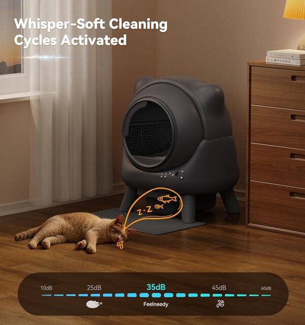 Self Cleaning Litter Box, Automatic Litter Box, FEELNEEDY Odor Control, Cat Ears Design, 65L APP Real-Time Monitor, Cat Litter-Robot for Multiple Cats, Safety Sensors, with 1 Trash Bag - Image 6