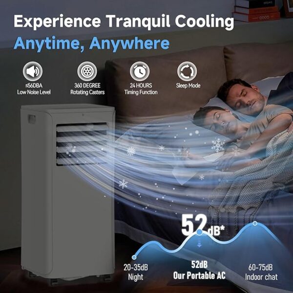 12,000 BTU Portable Air Conditioner - 3-in-1 AC/Dehumidifier/Fan for Rooms Up to 550 Sq.Ft, with 24H Timer, Remote Control & Easy-Install Window Kit, White - Image 2