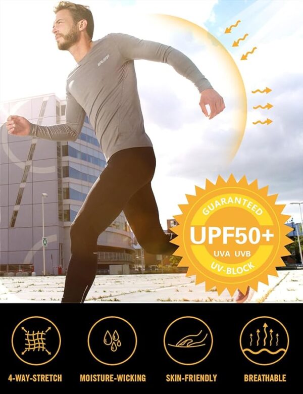 baleaf Men's Sun Protection Shirts UV SPF UPF 50+ Long Sleeve Rash Guard Fishing Running Quick Dry Lightweight - Image 4