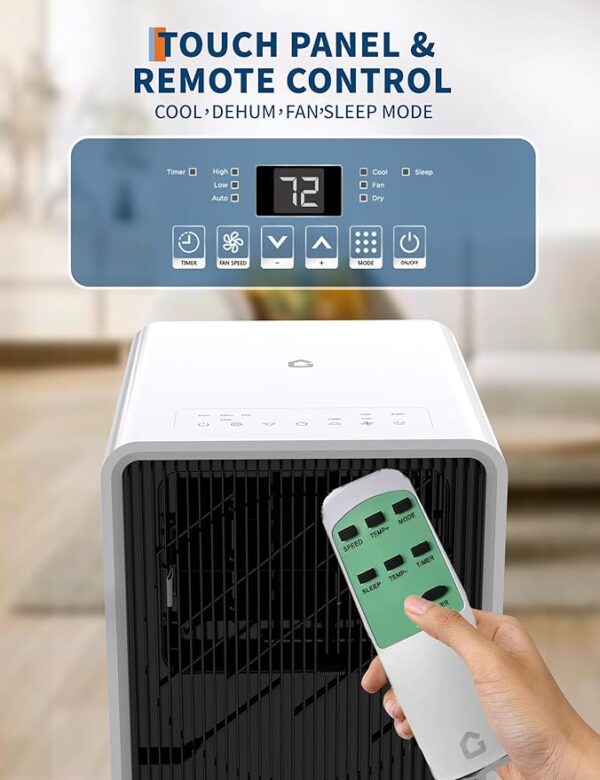 14,000 BTU Drainage-free Portable Air Conditioner for Indoor Rooms, 3-In-1 AC Unit for Bedroom 225-300 Sq.Ft, Dehumidifier, Fan, Sleep Mode, 24 Timer, Remote Control, Window Kits, Black - Image 2