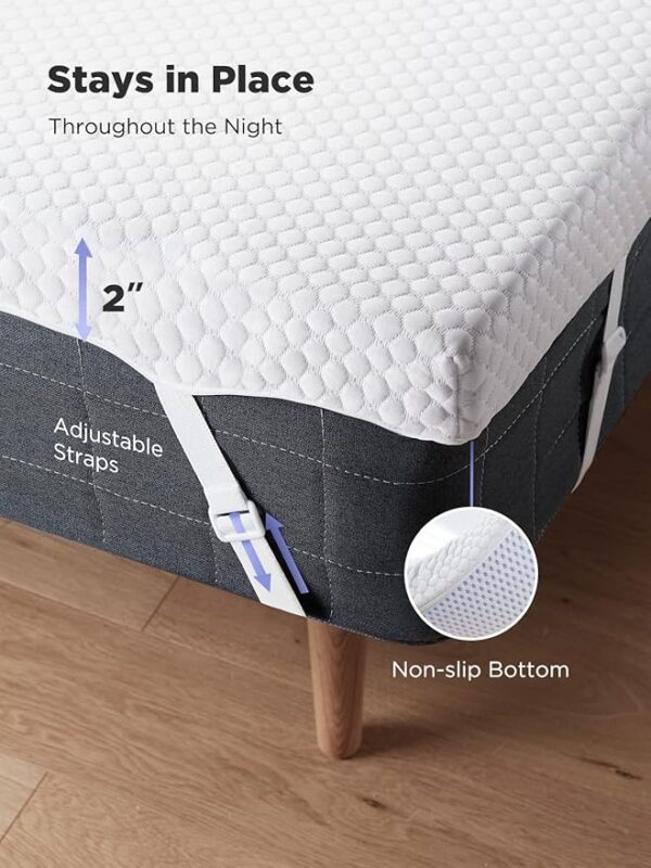 PERLECARE 2 Inch Gel Memory Foam Mattress Topper for Pressure Relief, Premium Soft Mattress Topper for Cooling Sleep, Non-Slip Design with Removable & Washable Cover, CertiPUR-US Certified - Full - Image 4