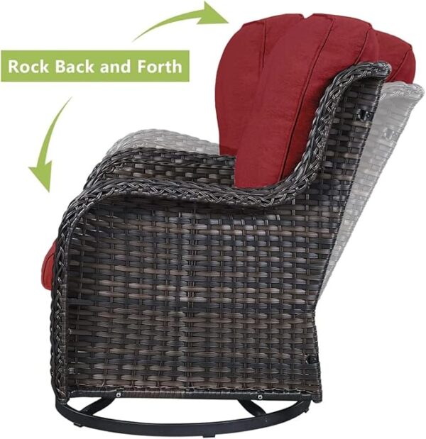 HUMMUH Outdoor Swivel Rocker PE Wicker Patio Chairs Set of 2, Rattan Rocking Chair Furniture Set - Image 4