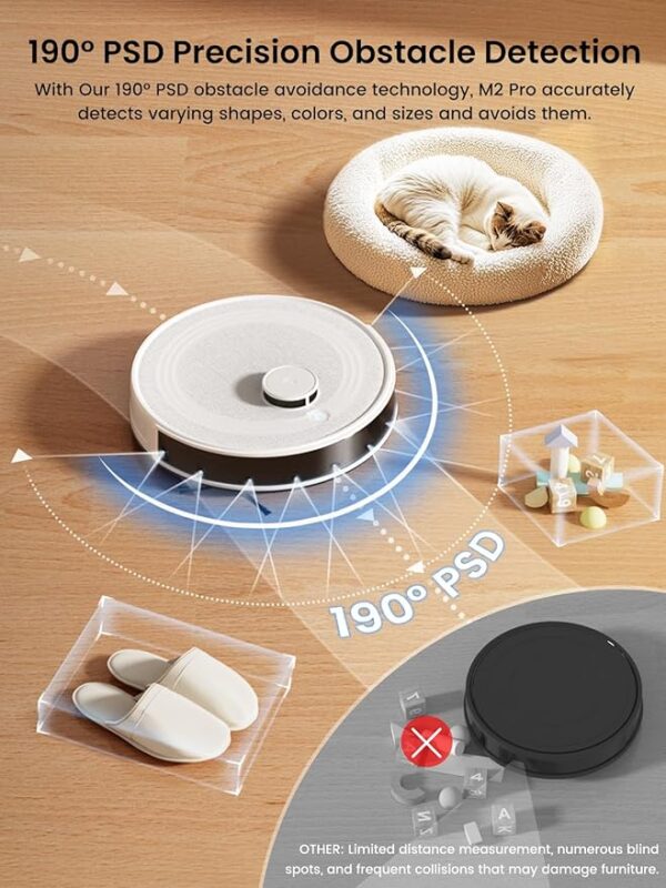 Lefant LiDAR Robot Vacuum and Mop, 45-Day Self-Emptying, 190° PSD Obstacle Avoidance, Customized Cleaning, Multi-Floor Mapping, 5500Pa Strong Suction, 140 Min Runtime, WiFi/Alexa/APP, M2 Pro - Image 2