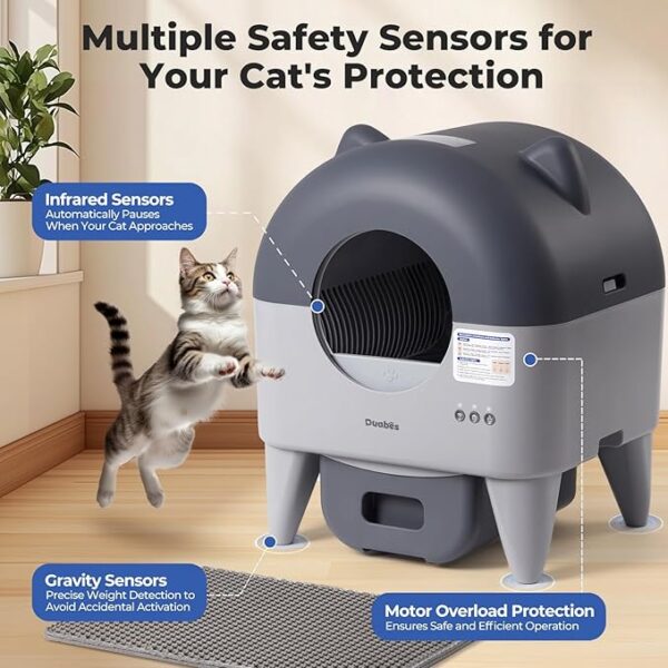 Self Cleaning Litter Box Automatic: Extra Large Self-Cleaning for Multiple Cats - APP-Controlled with Smart Sensors - Odor-Free - Safety Protection - Low Noise with Anti-Track Litter Mat - Image 3