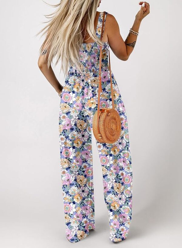 Dokotoo Women's Casual Loose Overalls Jumpsuits One Piece Sleeveless Printed Wide Leg Long Pant Rompers With Pockets - Image 2
