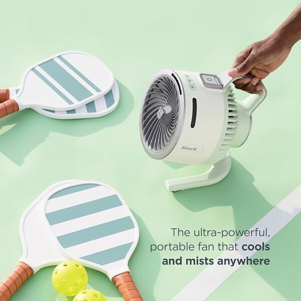 Shark FlexBreeze HydroGo Fan—Ultra-powerful portable fan with indoor + outdoor mist, Up to 70 feet of reach, corded & cordless, up to 12-hr. battery, 5 speeds, evaporative misting, Glacier, FA052BL - Image 2