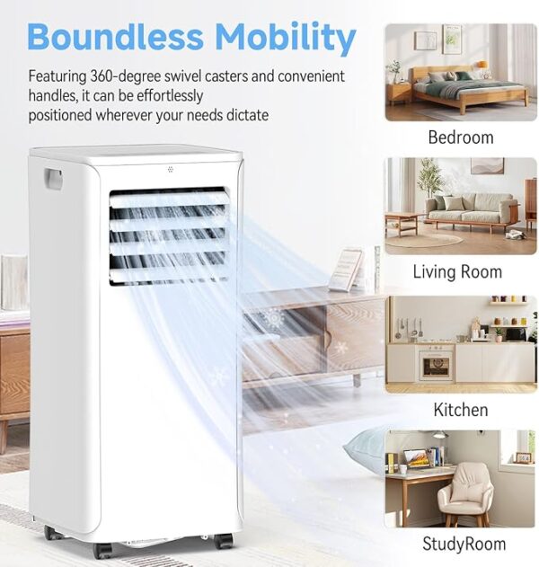 12,000 BTU Portable Air Conditioner - 3-in-1 AC/Dehumidifier/Fan for Rooms Up to 550 Sq.Ft, with 24H Timer, Remote Control & Easy-Install Window Kit, White - Image 3