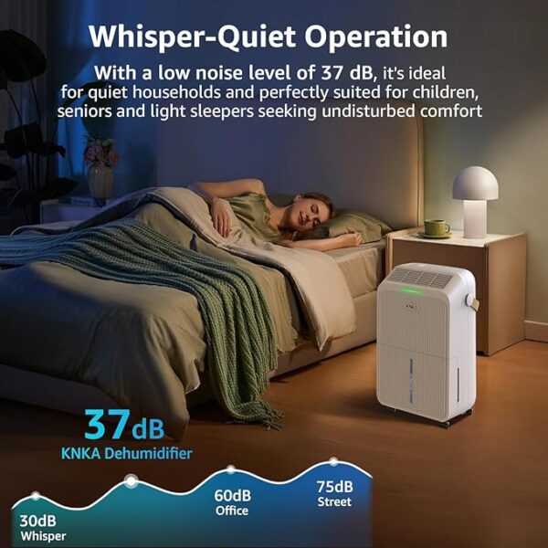 2500 Sq.Ft Dehumidifiers for Home with Drain Hose Max 34 Pints, Dehumidifier for Basement, Bedroom, Bathroom, Large Room, Three Modes, Intelligent Humidity Control, Dry Clothes, 24HR Timer - Image 2