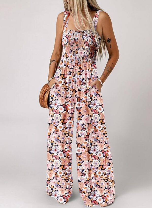Dokotoo Women's Casual Loose Overalls Jumpsuits One Piece Sleeveless Printed Wide Leg Long Pant Rompers With Pockets - Image 3